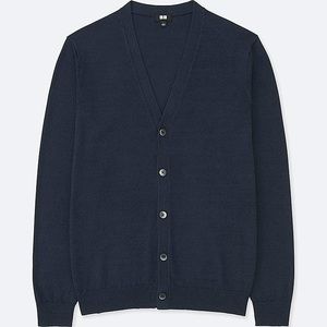 Uniqlo Navy Linen Cardigan Sweater